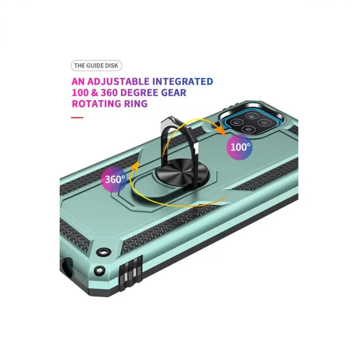 Samsung Galaxy A22 Kılıf Sofya Yüzüklü Silikon Kapak - Yeşil