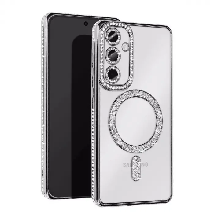 Samsung Galaxy A26 Joke Simli Magneticsafe Kılıf - Gümüş