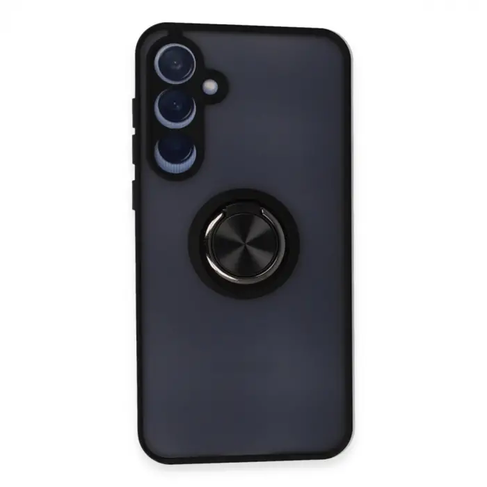 Samsung Galaxy A35 5g Kılıf Montreal Yüzüklü Silikon Kapak - Siyah