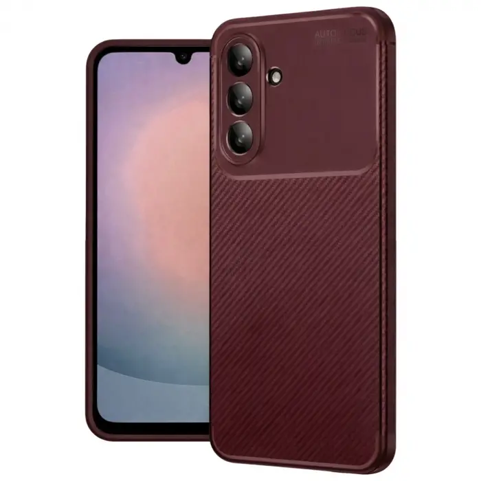 Samsung Galaxy A36 Kılıf Auto Focus Karbon Kapak - Bordo