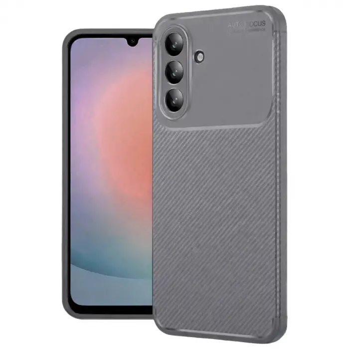 Samsung Galaxy A36 Kılıf Auto Focus Karbon Kapak - Gri