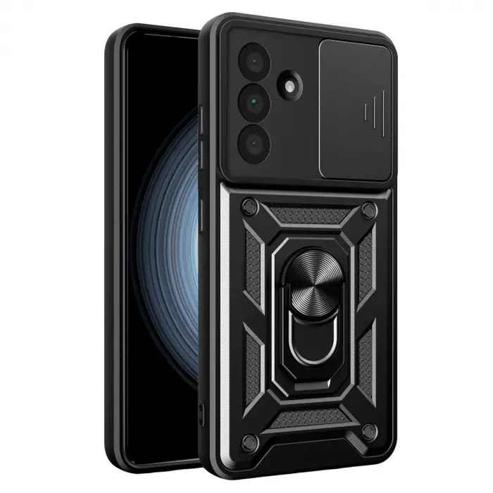 Samsung Galaxy A37 5g Pars Lens Yüzüklü Silikon - Siyah