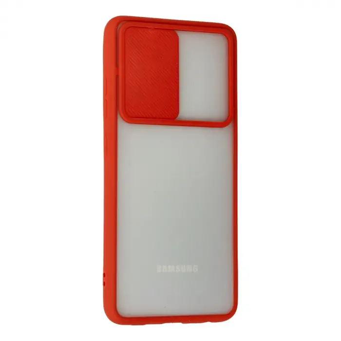 Samsung Galaxy A52 Kılıf Palm Buzlu Kamera Sürgülü Silikon - Kırmızı