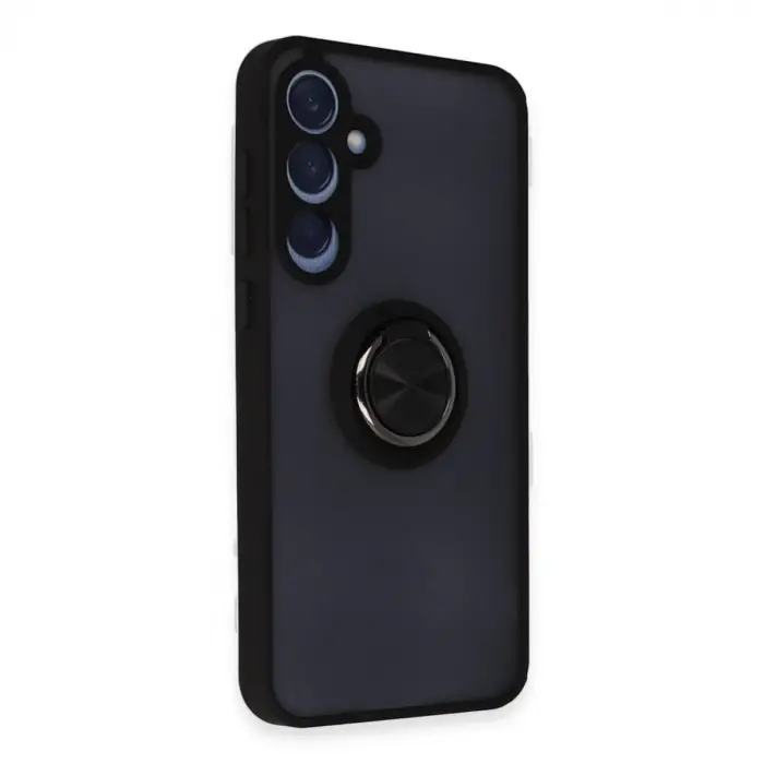 Samsung Galaxy A55 5g Kılıf Montreal Yüzüklü Silikon Kapak - Siyah