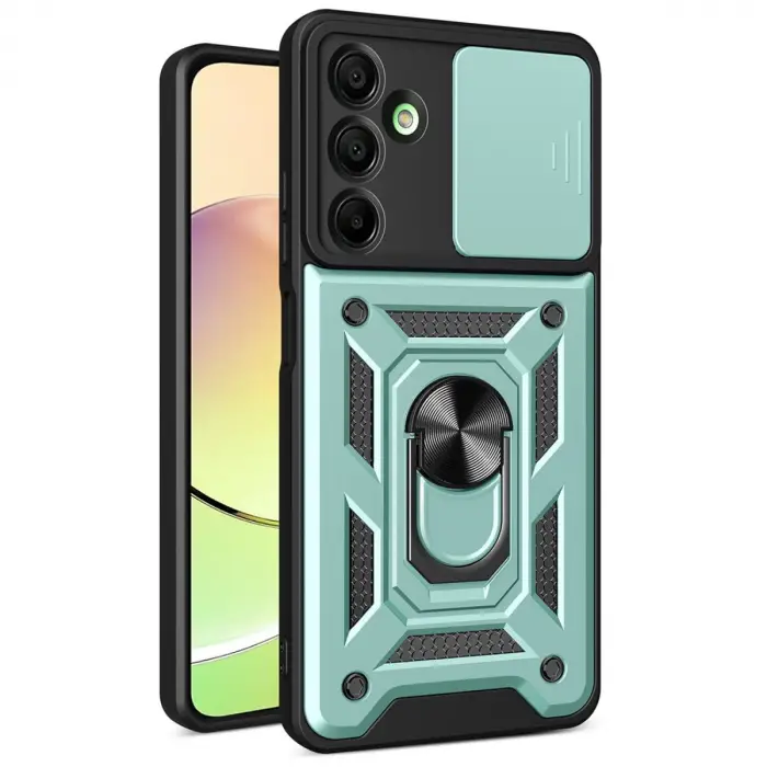 Samsung Galaxy A56 Kılıf Pars Lens Yüzüklü Silikon - Yeşil