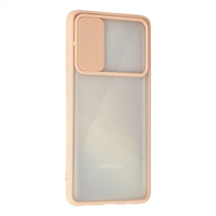 Samsung Galaxy A71 Kılıf Palm Buzlu Kamera Sürgülü Silikon - Pembe