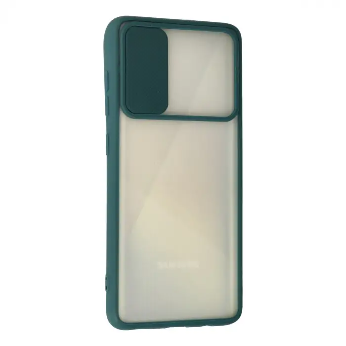 Samsung Galaxy A71 Kılıf Palm Buzlu Kamera Sürgülü Silikon - Yeşil