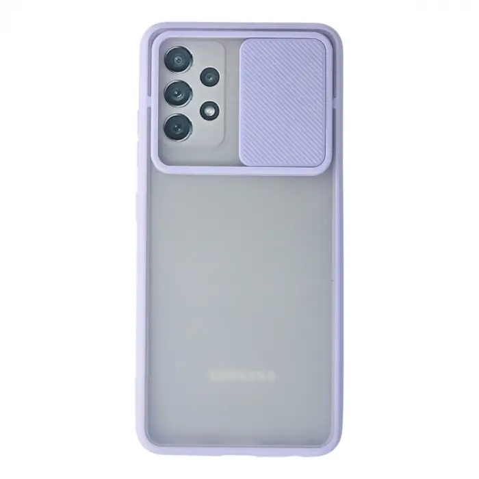 Samsung Galaxy A72 Kılıf Palm Buzlu Kamera Sürgülü Silikon - Lila