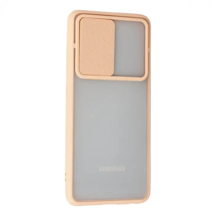 Samsung Galaxy A72 Kılıf Palm Buzlu Kamera Sürgülü Silikon - Pembe