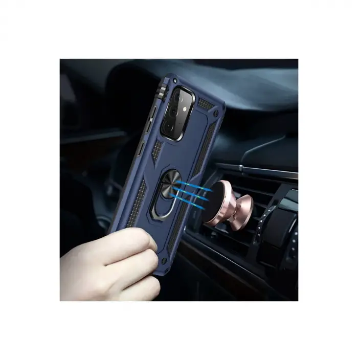 Samsung Galaxy A72 Kılıf Sofya Yüzüklü Silikon Kapak - Lacivert