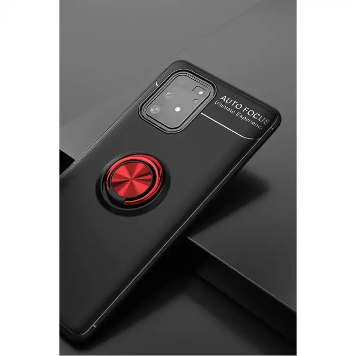 Samsung Galaxy A91 / S10 Lite Kılıf Range Yüzüklü Silikon - Siyah-kırmızı