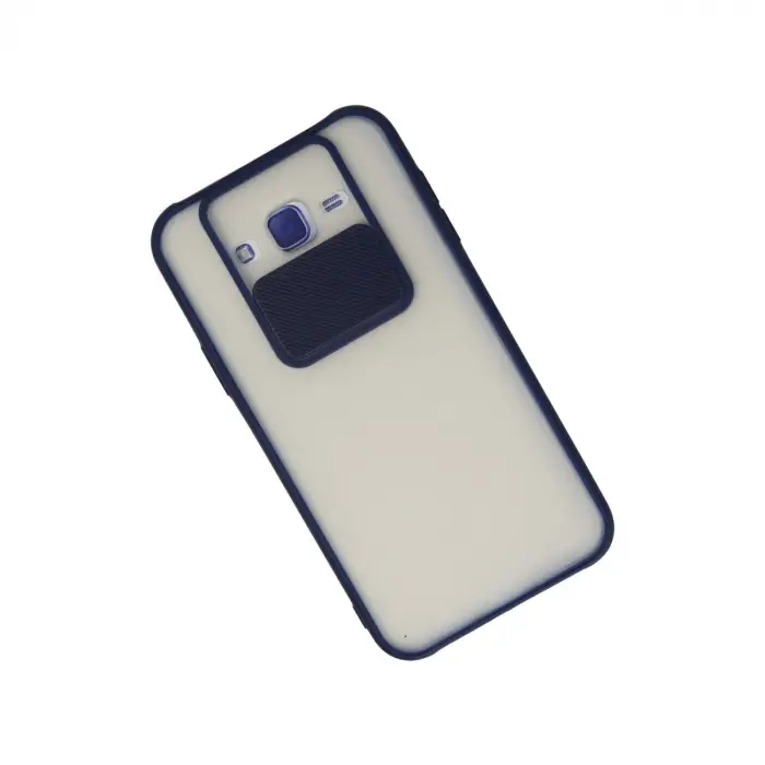 Samsung Galaxy J7 Kılıf Palm Buzlu Kamera Sürgülü Silikon - Lacivert