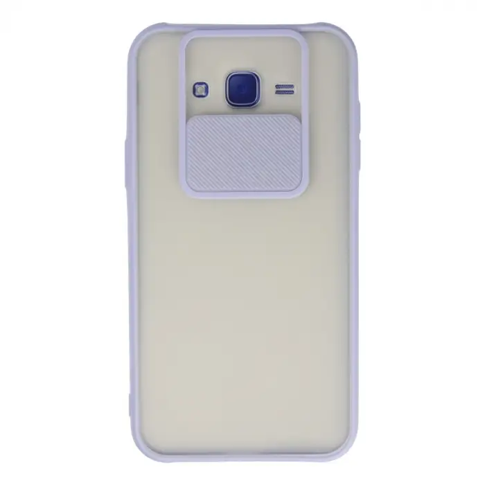 Samsung Galaxy J7 Kılıf Palm Buzlu Kamera Sürgülü Silikon - Lila