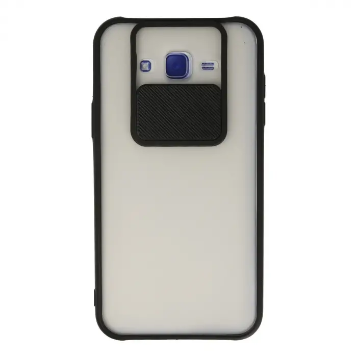 Samsung Galaxy J7 Kılıf Palm Buzlu Kamera Sürgülü Silikon - Siyah