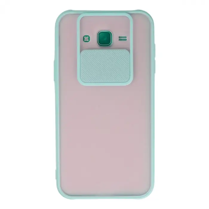 Samsung Galaxy J7 Kılıf Palm Buzlu Kamera Sürgülü Silikon - Turkuaz