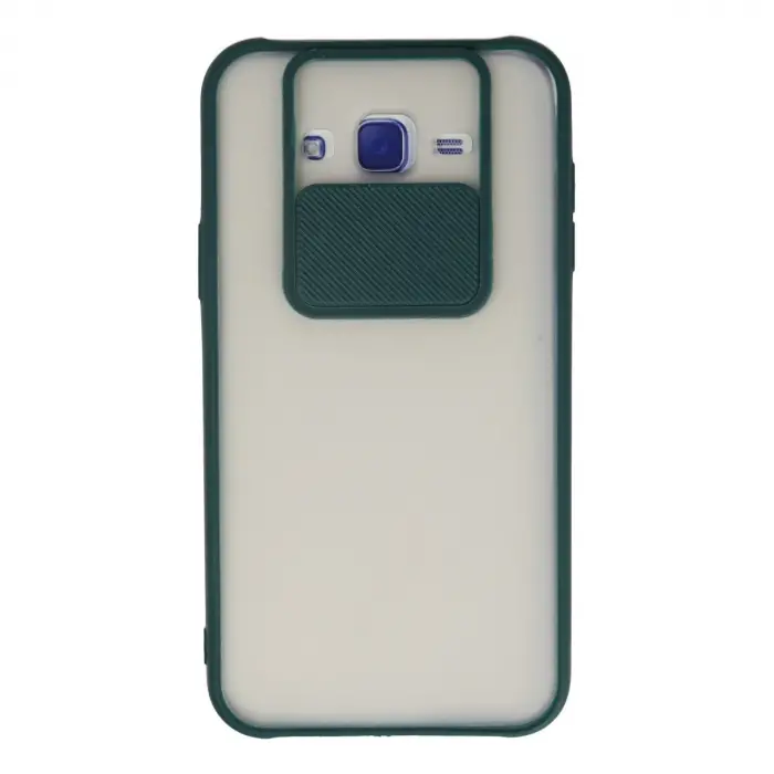 Samsung Galaxy J7 Kılıf Palm Buzlu Kamera Sürgülü Silikon - Yeşil
