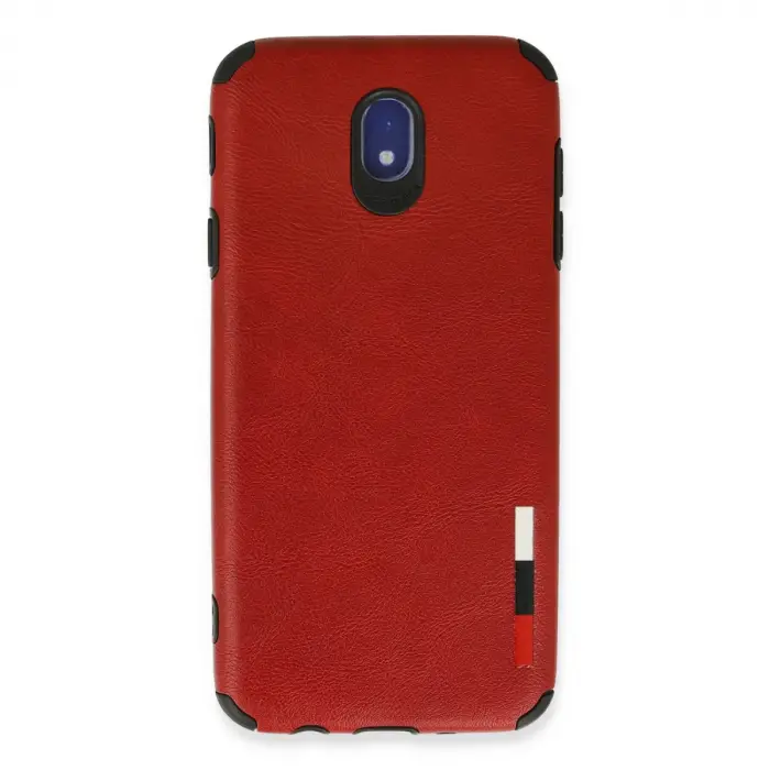 Samsung Galaxy J7 Pro / J730 Kılıf Loop Deri Silikon - Kırmızı