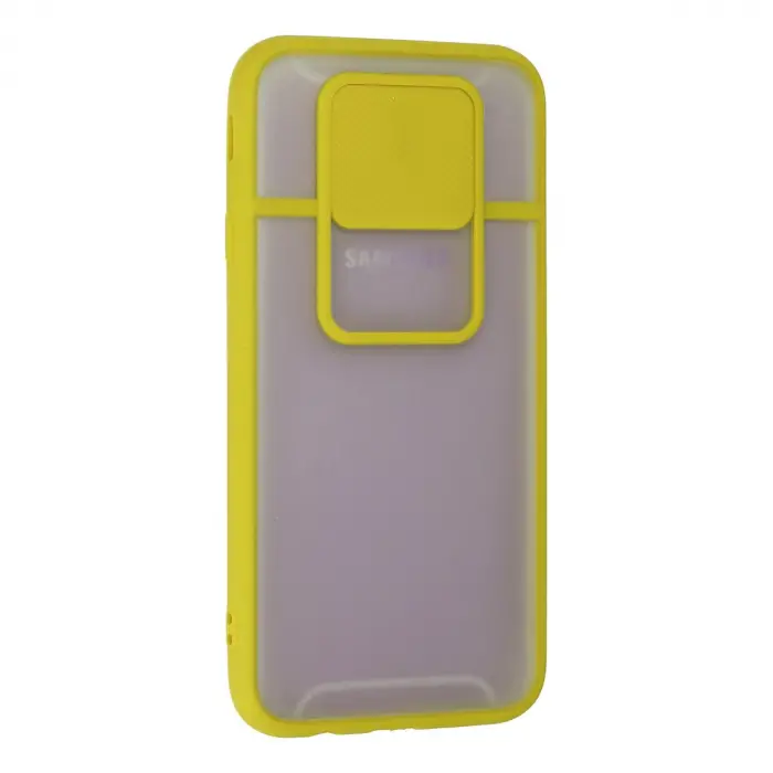 Samsung Galaxy J7 Pro / J730 Kılıf Palm Buzlu Kamera Sürgülü Silikon - Sarı