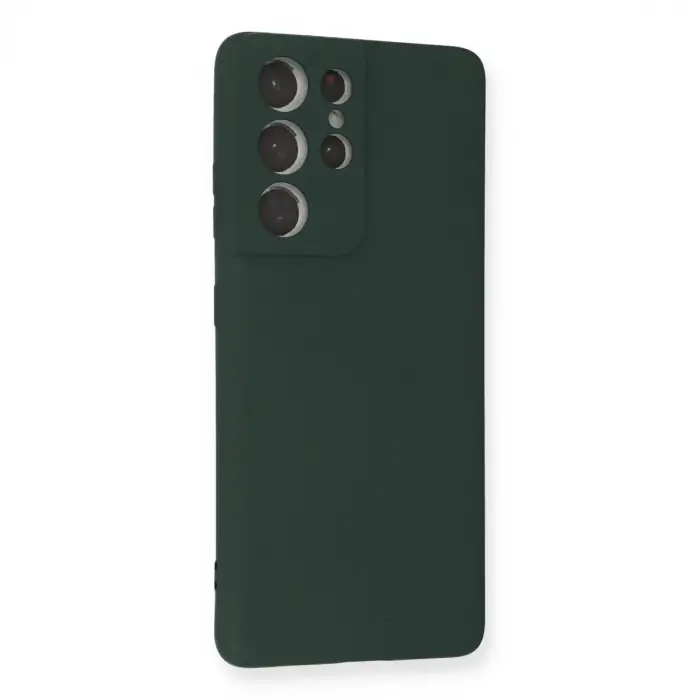 Samsung Galaxy S21 Ultra Kılıf Nano İçi Kadife Silikon - Koyu Yeşil
