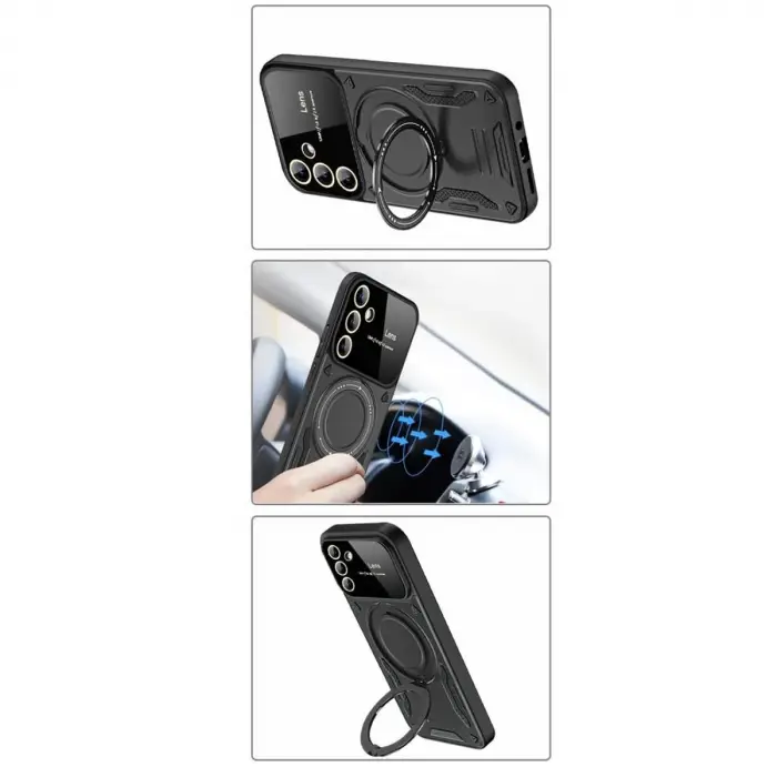 Samsung Galaxy S24 Fe Kılıf Joy Lens Standlı Kapak - Mor