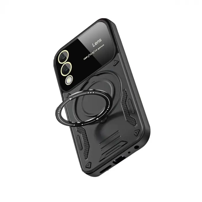 Samsung Galaxy S25 Edge Kılıf Joy Lens Standlı Kapak - Siyah