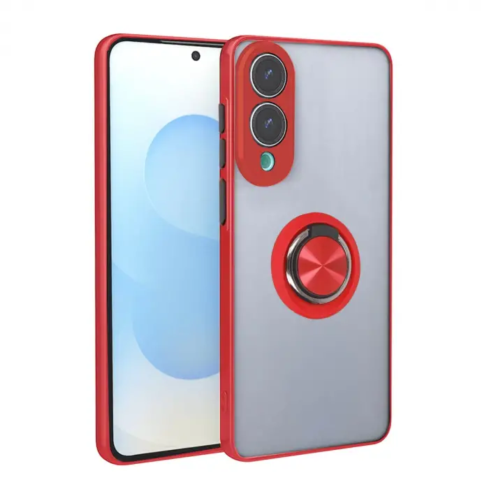 Samsung Galaxy S25 Edge Kılıf Montreal Yüzüklü Silikon Kapak - Kırmızı