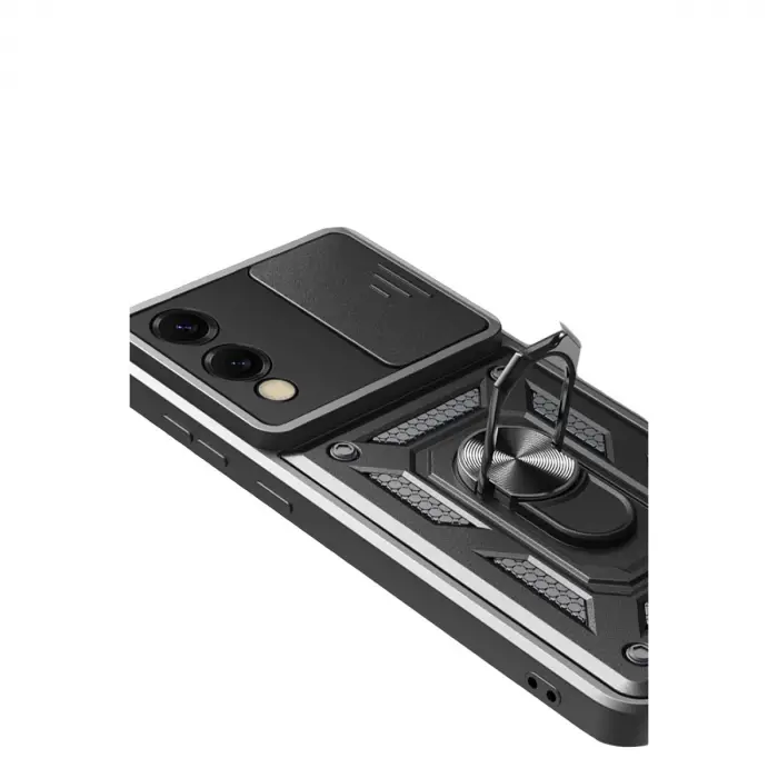 Samsung Galaxy S25 Edge Pars Lens Yüzüklü Silikon - Siyah