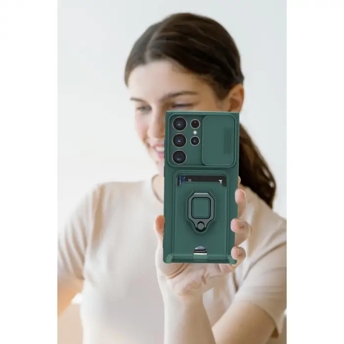 Samsung Galaxy S25 Ultra Kılıf Zuma Kartvizitli Yüzüklü Silikon - Pembe