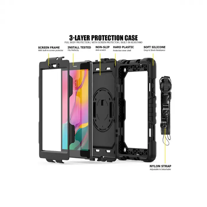 Samsung Galaxy T290 Tab A 8 Kılıf Pars Tablet Kapak - Siyah