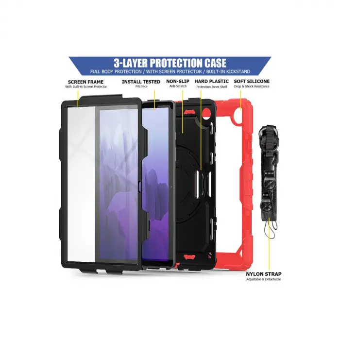 Samsung Galaxy T500 Tab A7 10.4 Kılıf Pars Tablet Kapak - Kırmızı