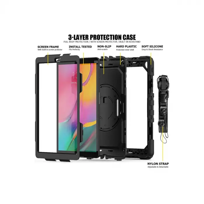 Samsung Galaxy T510 Tab A 10.1 Kılıf Pars Tablet Kapak - Siyah