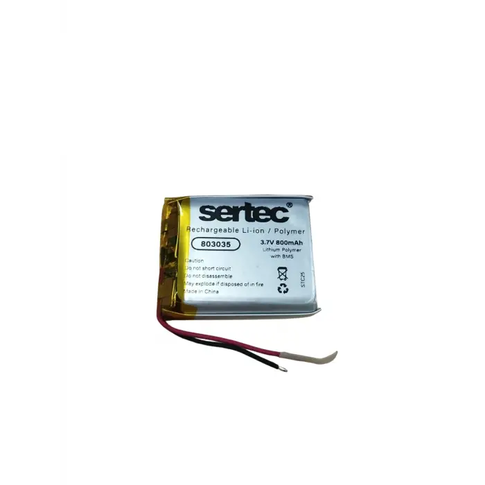 Sertec 803035 3.7v 800 Mah Li-polymer Pil (devreli/1.5a)