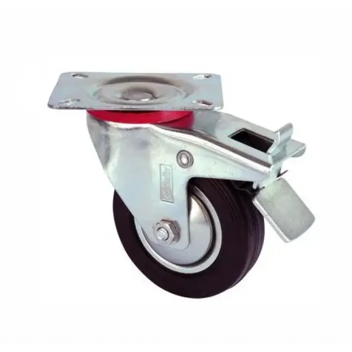 Servis Tekeri - Tablalı Frenli Siyah Döner - Çap 80 Mm