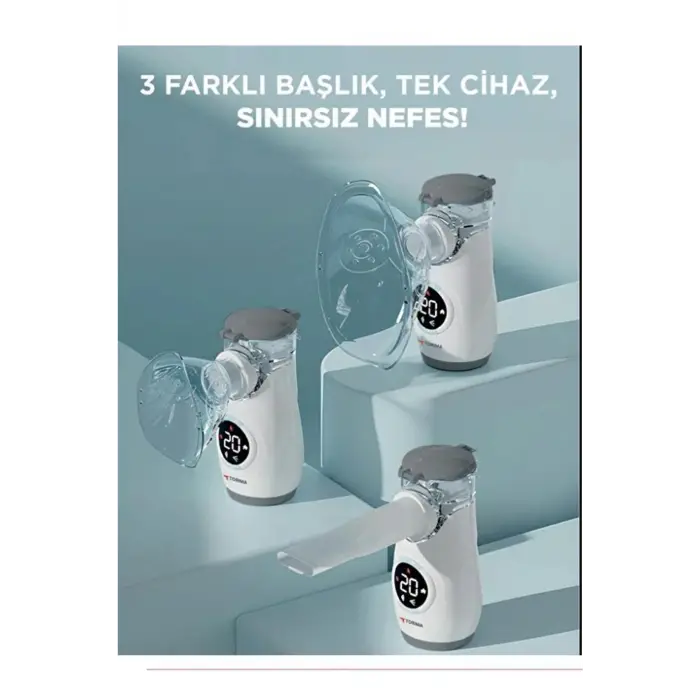 Sessiz Kademeli Dijital Ekranlı Usb Şarjlı Mesh Nebulizatör Cihazı