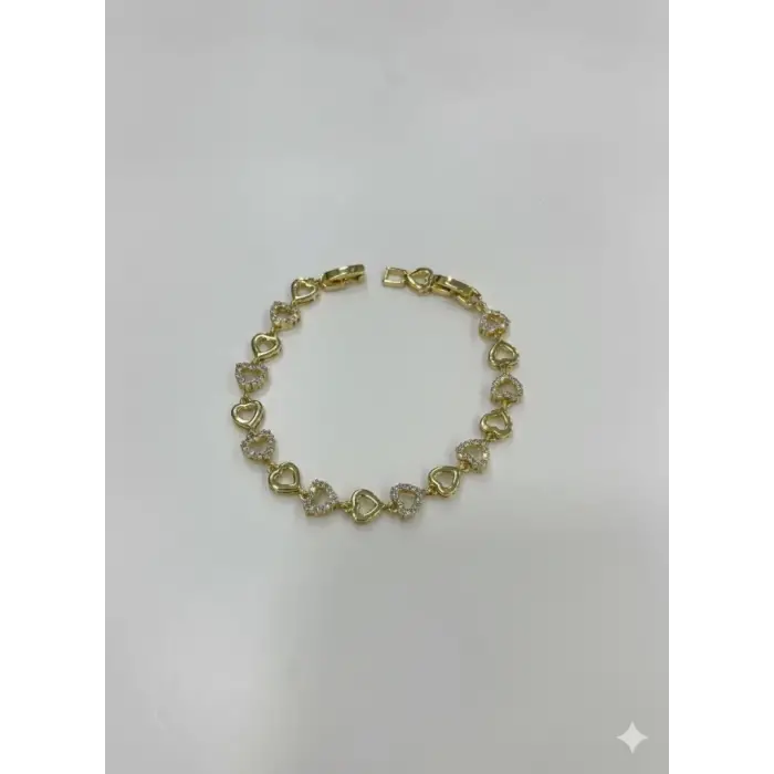 Sıralı Kalp Taşlı Cm Bileklik