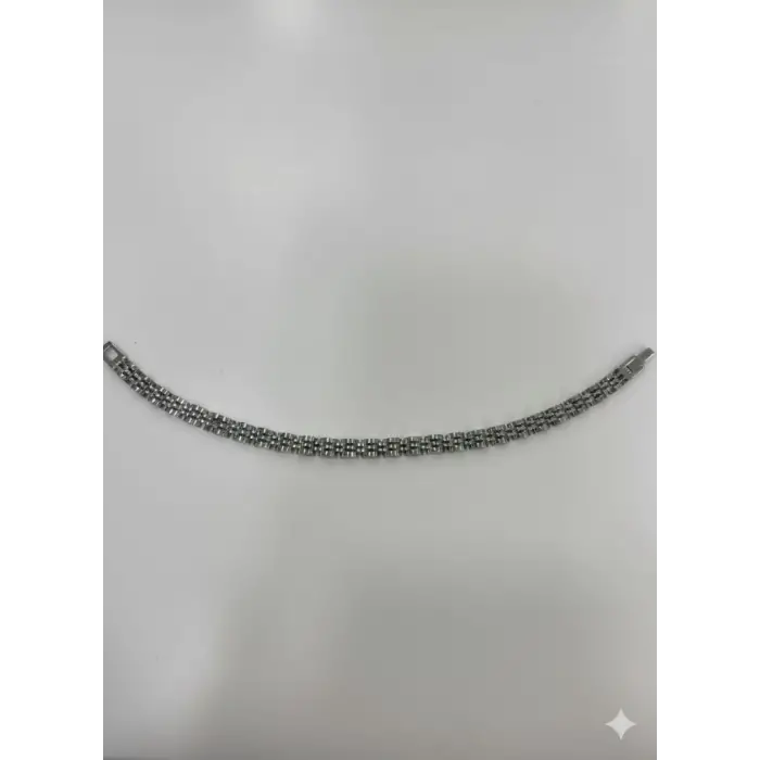 Rodyum Çelik  Erkek Çelik Bileklik Boy 21.5 Cm / En 0.6 Mm  - Ebl0043