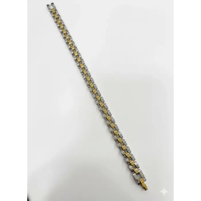 Rodyum-  Çelik  Erkek Çelik Bileklik Boy 21.5 Cm / En 0.8 Cm  - Ebl0058