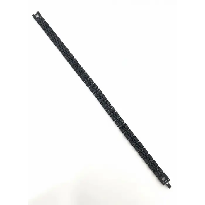 Siyah Çelik  Erkek Çelik Bileklik Boy 21.5 Cm / En 0.8 Mm  - Ebl0069
