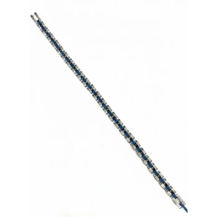 Rodyum-mavi Çelik  Erkek Çelik Bileklik Boy 21.5 Cm / En 0.6 Mm - Ebl0070