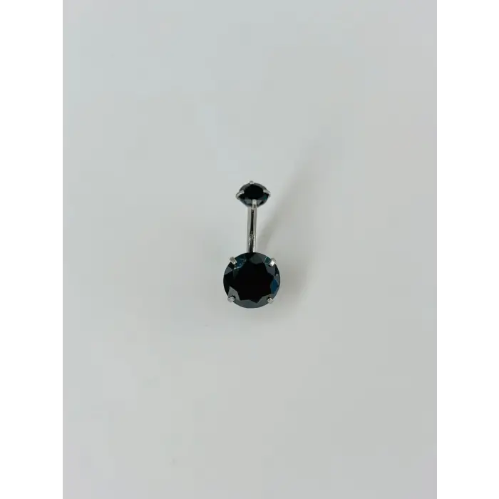 Siyah Taşlı Göbek Piercing - Pg0021