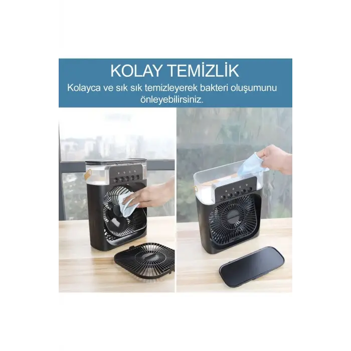 Taşınabilir Işıklı 5 Spreyli Vantilatör Buzlu Buharlı Vantilatör Mini Fan Nemlendirici