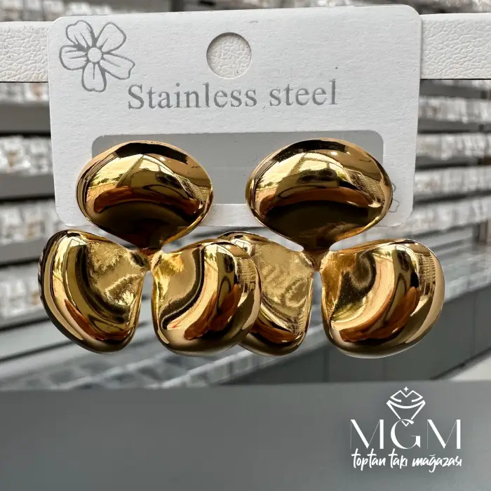 Taşsız Gold Kaplama Küpe