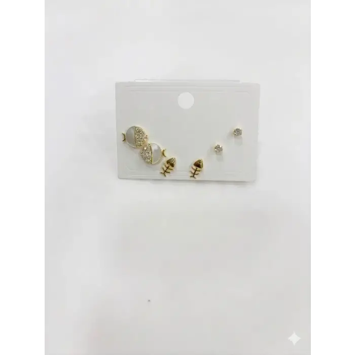 Tatlı Balık Ve Kılçık Detaylı Altılı Küpe