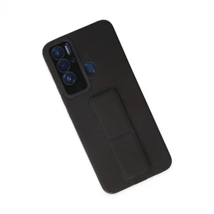 Tecno Pova Neo Kılıf Mega Standlı Silikon - Siyah
