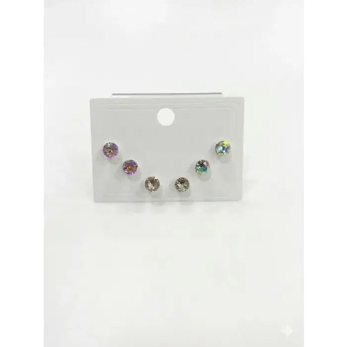 Tektaş Çok Renkli Altılı Küpe
