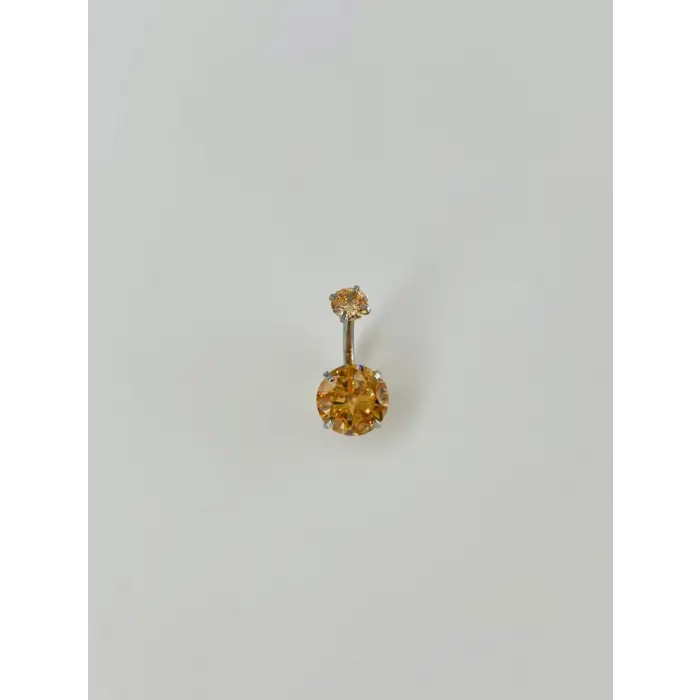 Turuncu Taşlı Göbek Piercing - Pg0016
