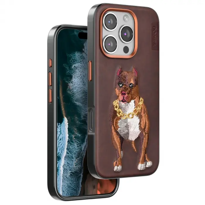 Venco İphone 16 Pro Perma Desenli Kapak - Kahverengi