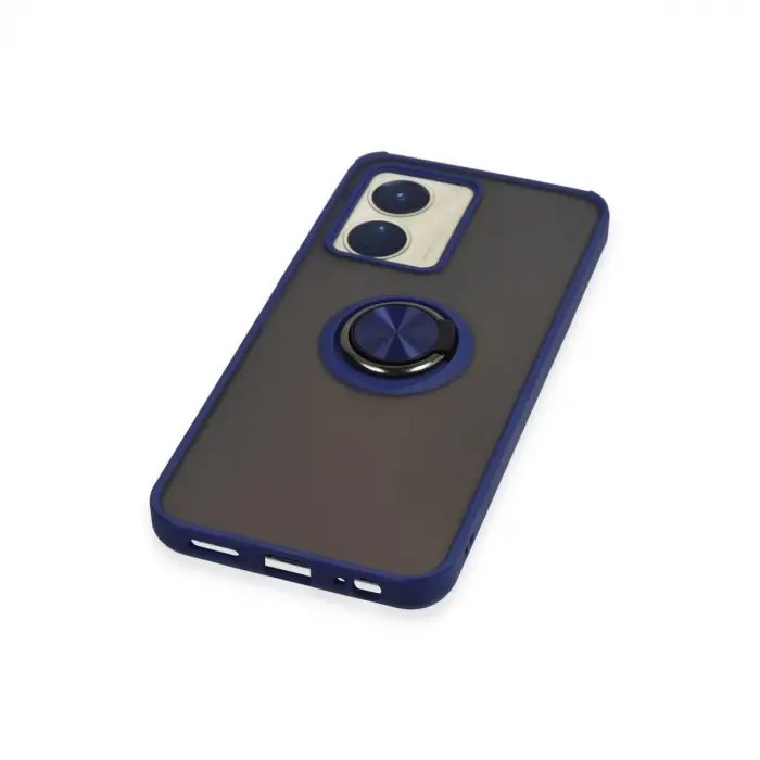 Vivo Y16 Kılıf Montreal Yüzüklü Silikon Kapak - Lacivert