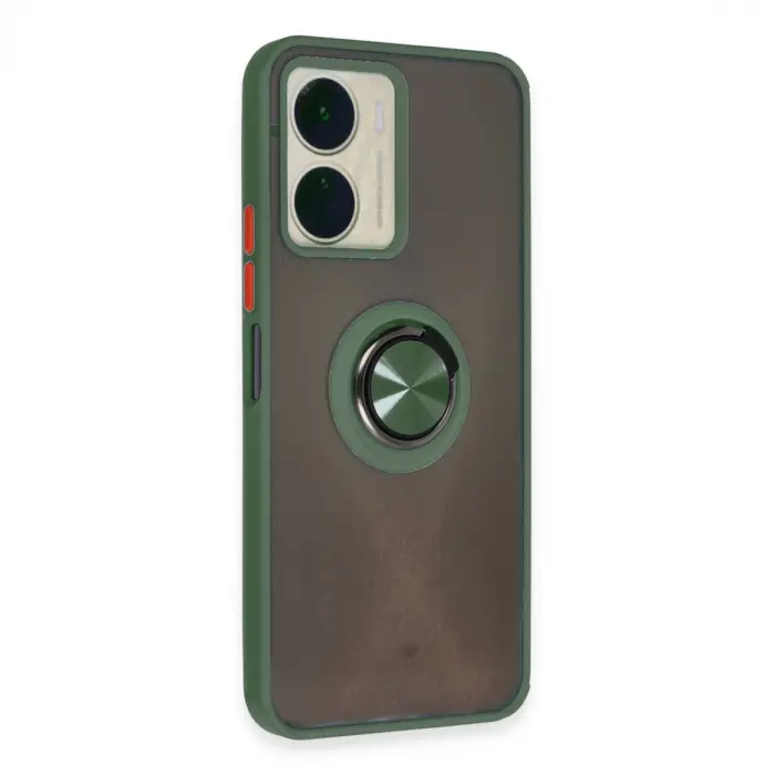 Vivo Y16 Kılıf Montreal Yüzüklü Silikon Kapak - Yeşil