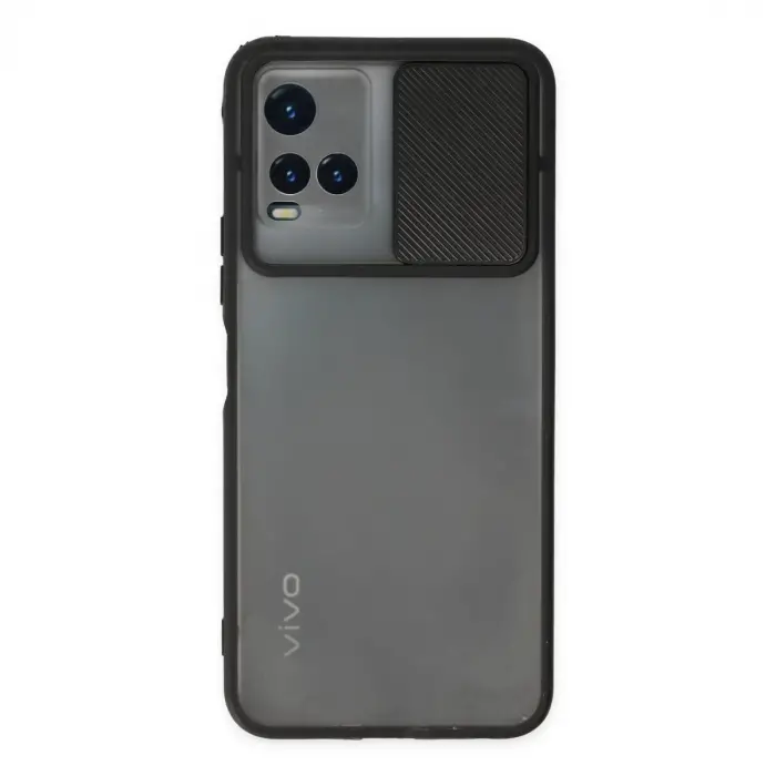 Vivo Y33s Kılıf Palm Buzlu Kamera Sürgülü Silikon - Siyah